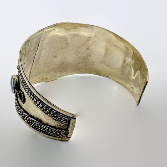 Boho Bracelet, Kuchi Cuff, Afghan, Turquoise, Vintage, Middle Eastern, Silver - Picture 5 of 5